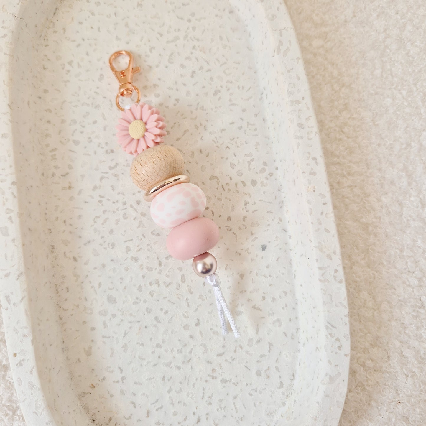 Blush Daisy Keychain