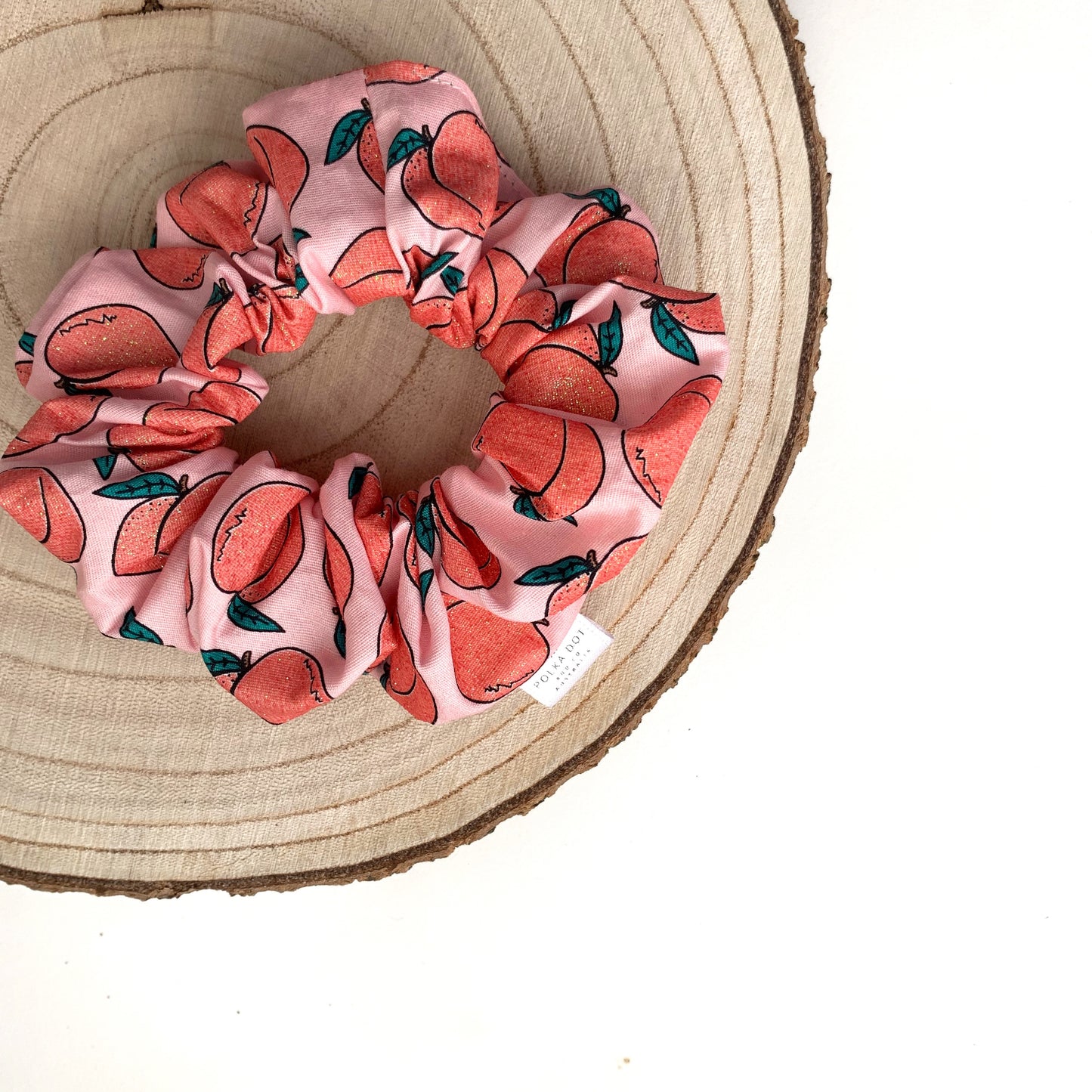 Glitter Peach Scrunchie - Polka Dot and Co Australia