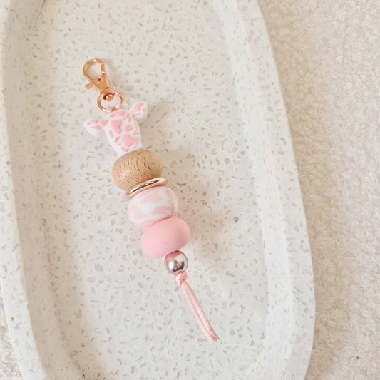 Pink Cow Keychain