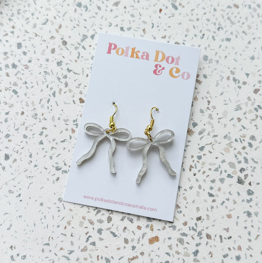 White Bow earrings
