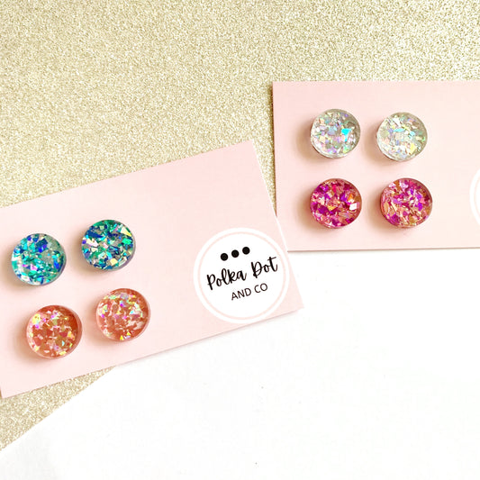 Sparkly Circle Stud Earrings