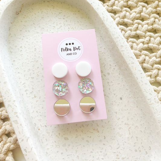 Silver Sparkle Stud Pack