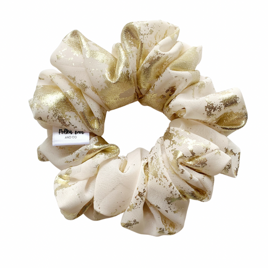 White & Gold Scrunchie